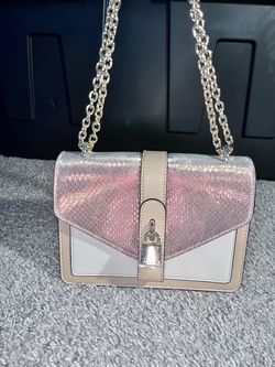 Pink Iridescent Chain Strap Crossbody Bag