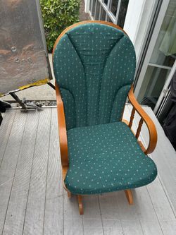 Green Upholstered Wood Glider Rocker