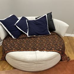 White Leather Round Couch