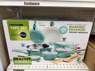 GreenPan Rio 16-Piece Ceramic Nonstick Cookware Set – Turquoise
