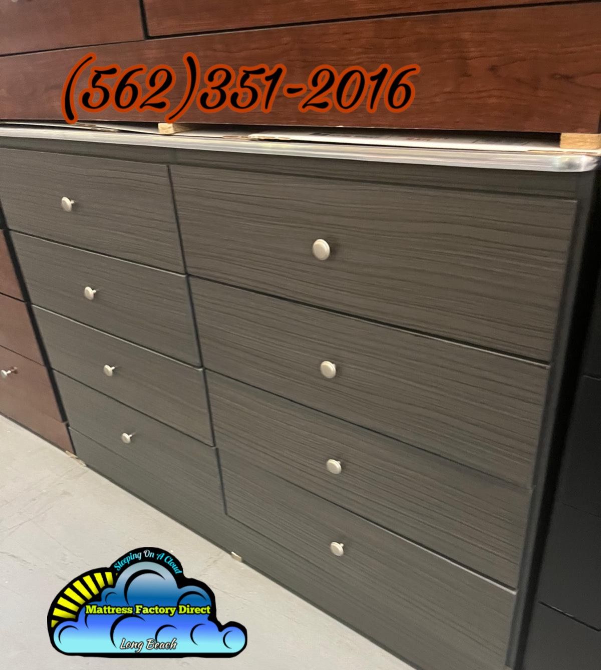 Grey Eight Drawer With Silver Trim Chest Cajonera Comoda