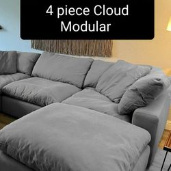 Gray Cloud Modular Sectional Couch Sofa 