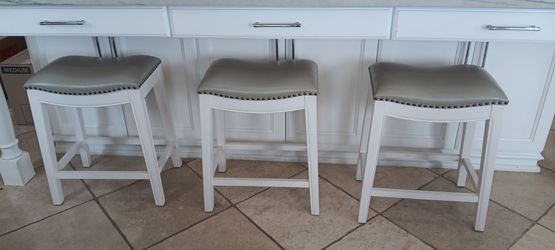 3 White Bar Stools