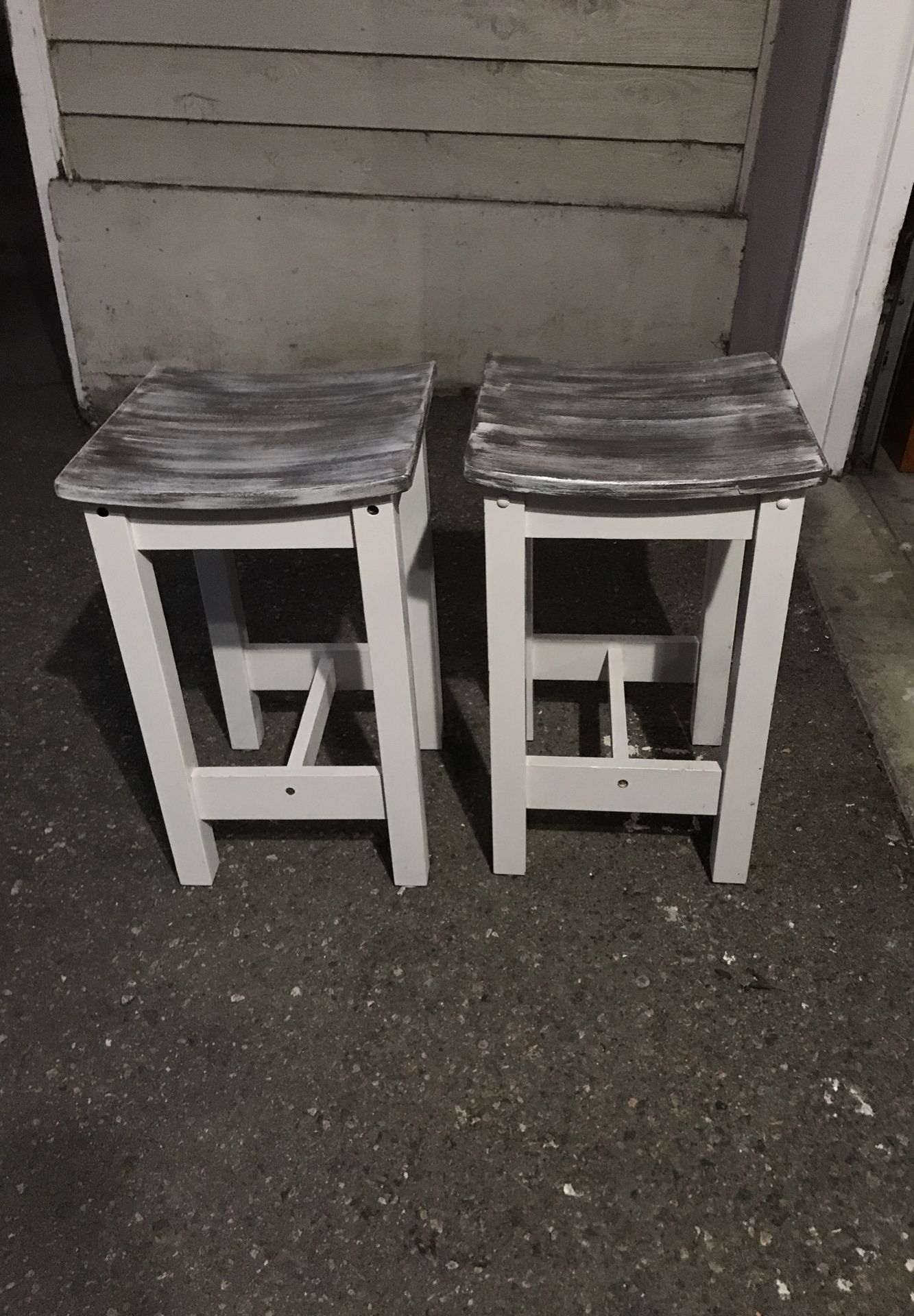 2 small wooden stools