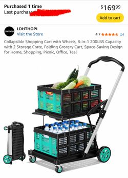 Collapsible Shopping Cart with Wheels (New)