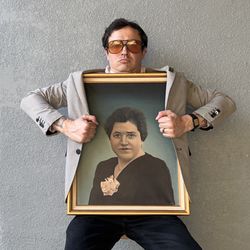 Antique Life Saving Lady painting 