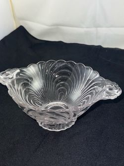 Vintage Cambridge Glass Caprice Clear 8" Handled Footed Bowl