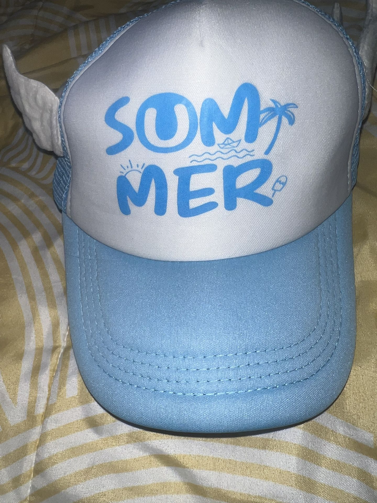 Summer Blue Hat With White Wings