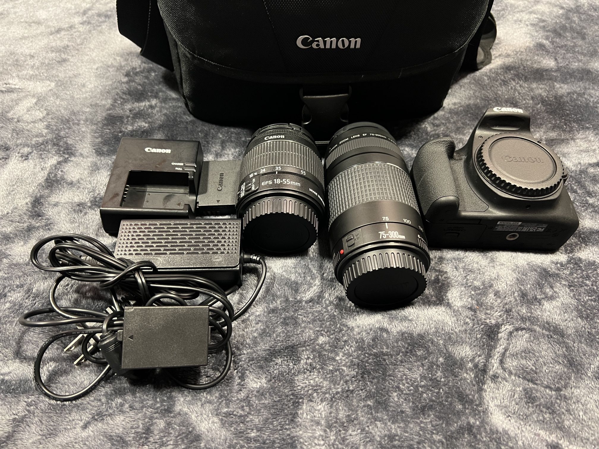 Canon EOS Rebel T7 Camera 18-55mm Lens 75-300mm Lens Accessory Bundle