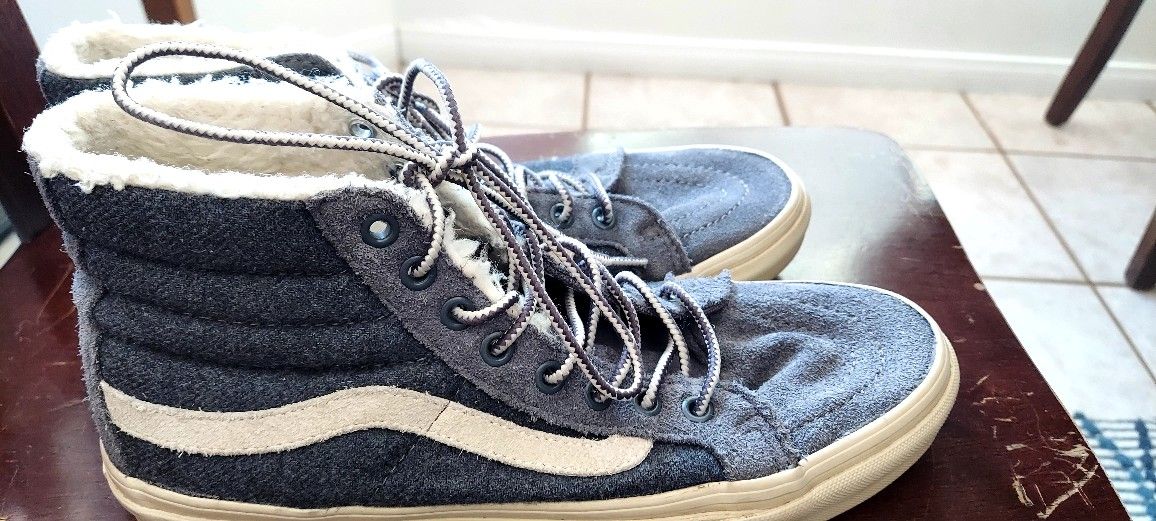 High Top VANS, GRAY SUEDE, FLEECE, ONE OF A KIND