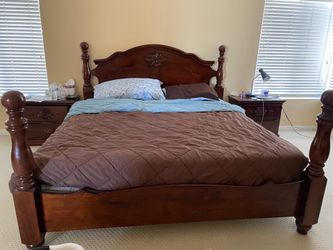 Solid wood king size bed set