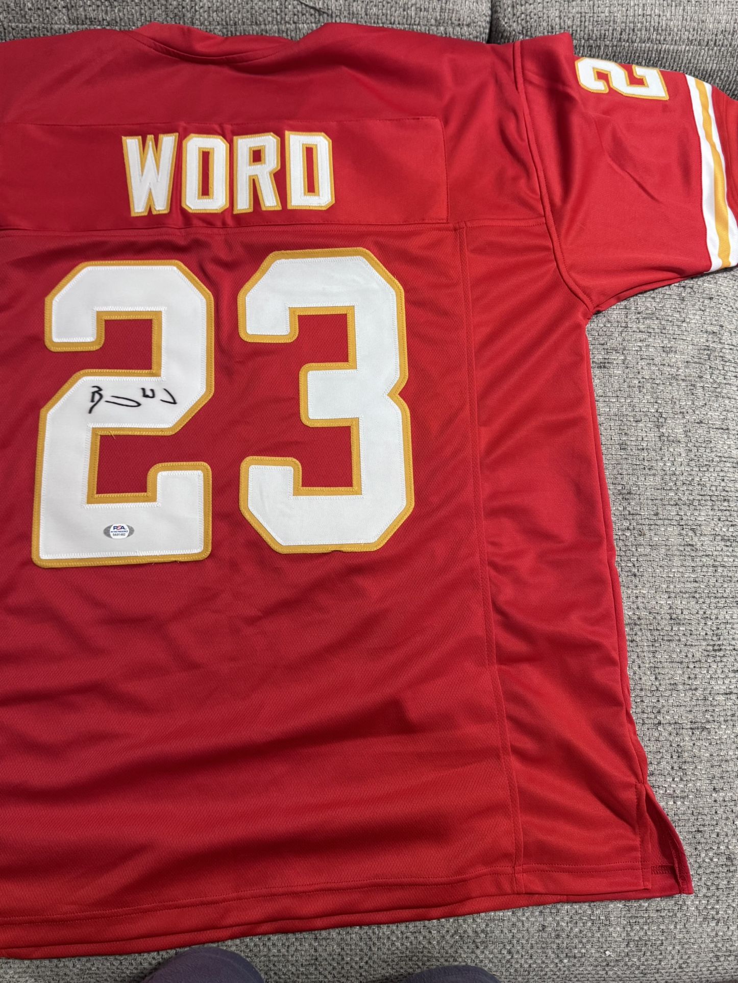 Barry Word Signed Autograph Custom Jersey - PSA Coa (sticker Only) - Kansas City Chiefs