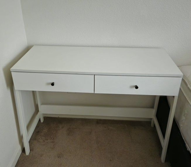 White Student Desk With 2 Drawers 