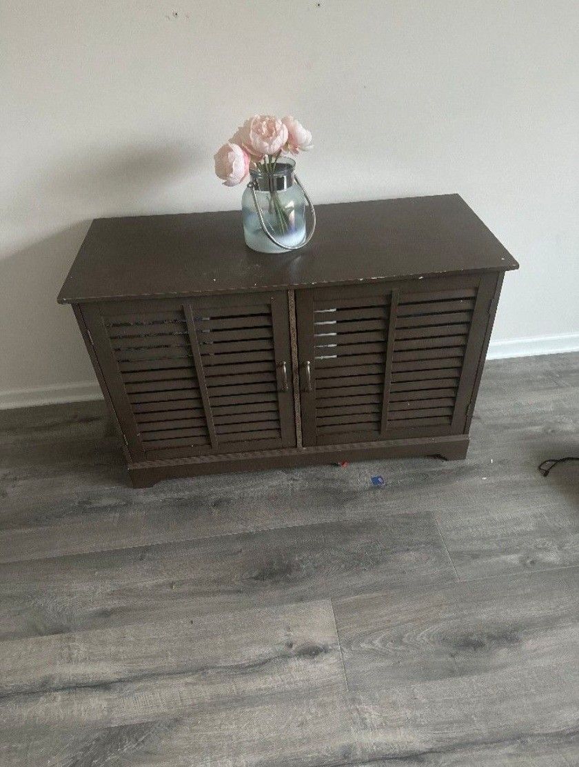 100% Real Wood Entry Cabinet Table And Mirror 