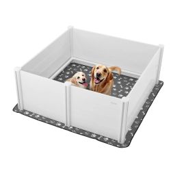 VEVOR Large Dogs Whelping Box, 60 x 60 x 24 inch, Plastic PVC Puppies Playpen with Height Adjustable Door and Washable Pee Pad, Anti-Deformation Indoo