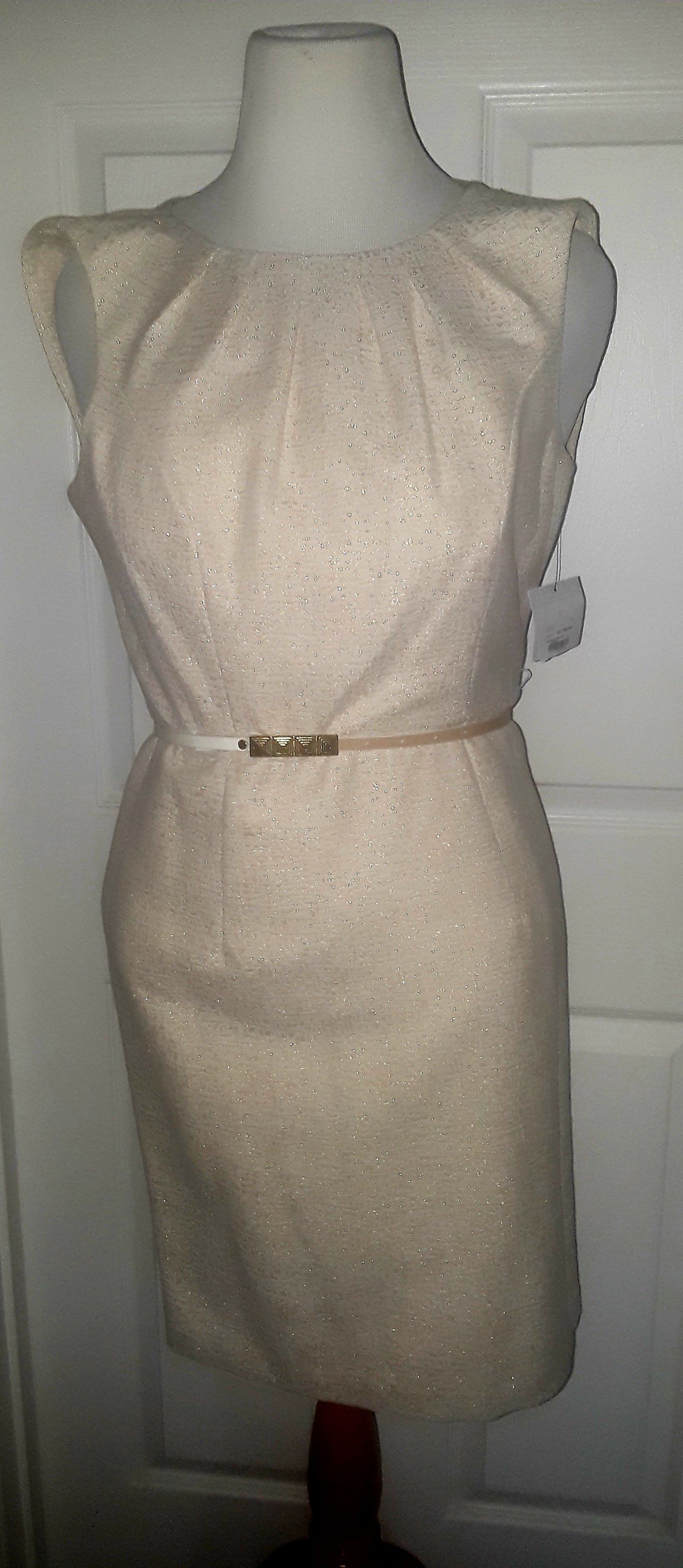 New Liz claiborne off white Metallic dress size 8 PD $139