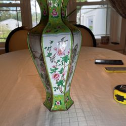 Rare 6 Sided Brass Vase Not Cloisonné 