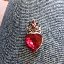 Red Crown Heart Charm