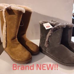 2 New Genuine Suede Boots Size 10
