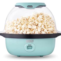 DASH SmartStore™ Popcorn Maker, Hot Oil Electric Popcorn Machine with Large Lid for Serving Bowl and Convenient Storage, 24 Cups – Aqu