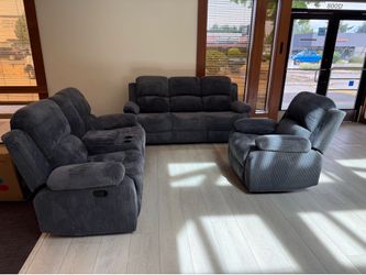 Manual Reclining Couch 3-Pc Set — Sofa • Loveseat • Chair