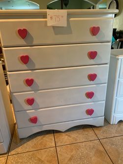 Heart shaped handles dresser, desk and bookcase