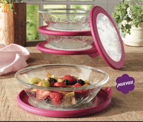 Platos O Tazones Con Su Tapadera Wildflower De Princess House