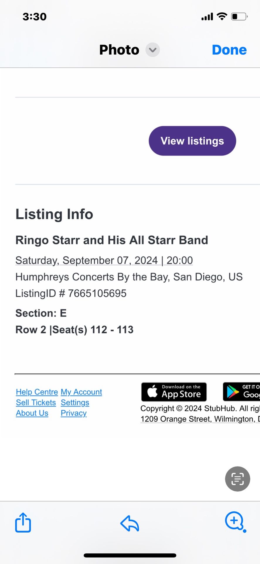 2 Ringo Starr Concert Tickets