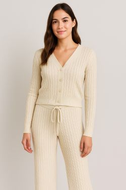 Cream Cable-Knit Lounge Set