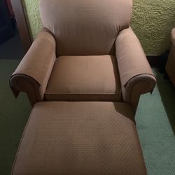 Orange Single Sofa Chair w/Ottoman