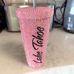 New! Pink Rhinestone Sparkly Lake Tahoe Tumbler 30 Oz