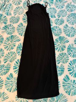 Bebe Black Solid Rayon Knit Stretch Scoop Neck Maxi Slip Dress Size S