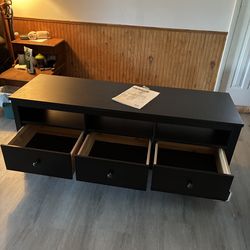 IKEA Black TV Stand w/3 drawer storage