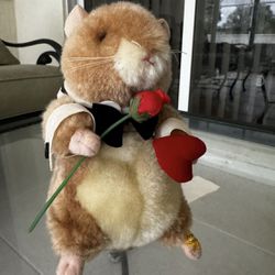 Gemmy Singing Dancing Hamster Bow Tie, Rose, Heart Sings "You Sexy Thing"  with Rose & Heart  Sing and dance figurine  Approx 6.5” In great condition 