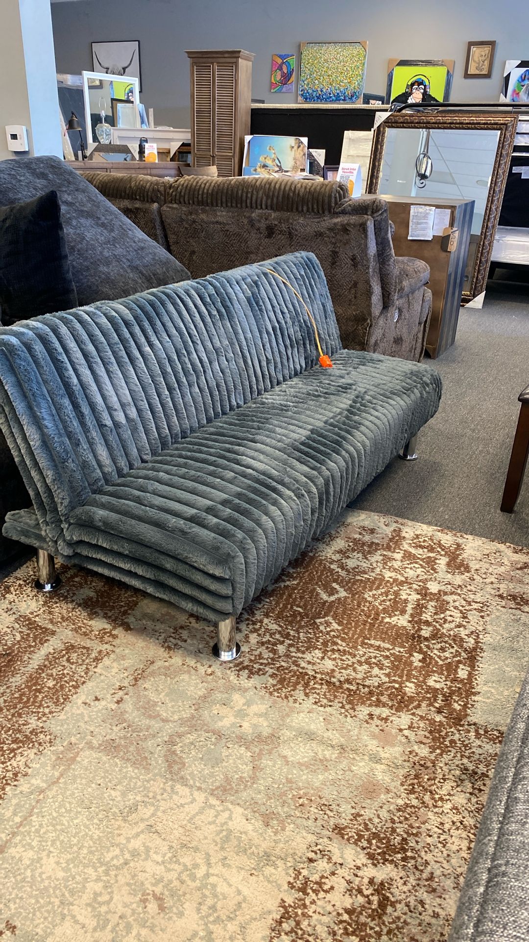 New Grey Thick Cord Plush Futon In Stock Also Black Just In Must sell Can Deliver