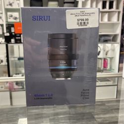 Sirui 40mm T1.8 1.33X Anamorphic Blue Flare/Sony E Limited Time Sale