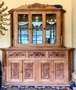 Hand made/carved  Mexican China Cabinet