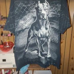 ODM Pitbull Dog AOP Black Short Sleeve Graphic T-Shirt Size 3XL Adult