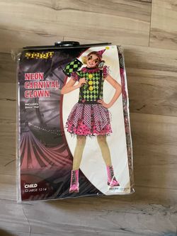 Neon carnival clown, kids costume child large 12-14