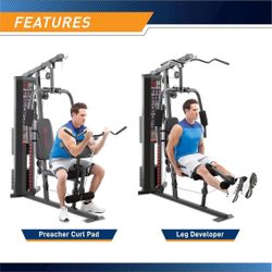 Marcy Multifunction Steel Home Gym 150lb Weight Stack Machine                    PREMIUM STEEL CONSTRUCTION – This home gym system is made with heavy-