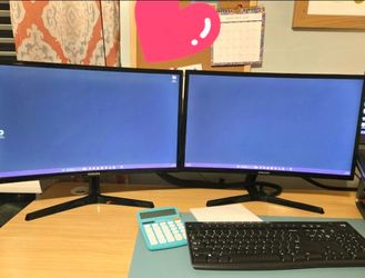 Pair of 24" Samsung Curved Monitors (1080p HD) – Work From Home Set