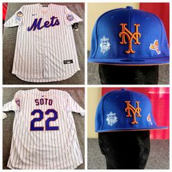 New York Mets Juan Soto Stitched Baseball Jersey Medium-3XL Snapback Hat Combo