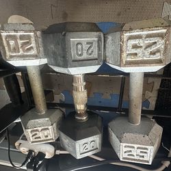 Dumbbells pair 20lbs and single 25lbs