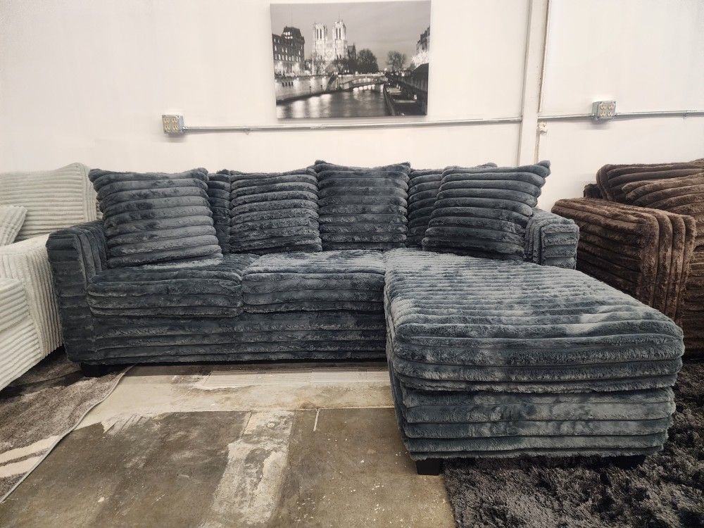 New Upgraded Chaise Sofa!! Brand new Byers Market GUNMETAL GREY Chaise Sofas