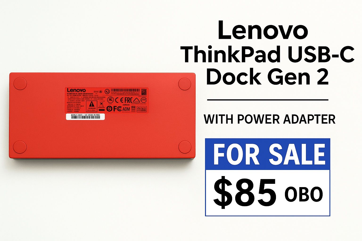 Lenovo ThinkPad USB-C Dock Gen 2 w/ Adapter – Works Great!