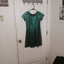 Mermaid Scaled Shiny Green Dress Medium