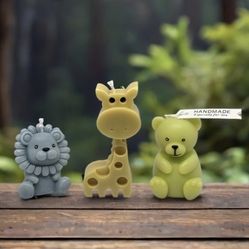 3 cute handmade candles in a shape of Animals for kids
