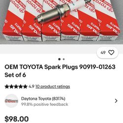 OEM TOYOTA Spark Plugs 90919-01263 Set of 6