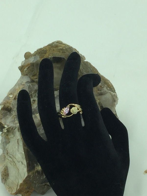 Gold Over Sterling Silver Pink Stone Ring 7.5