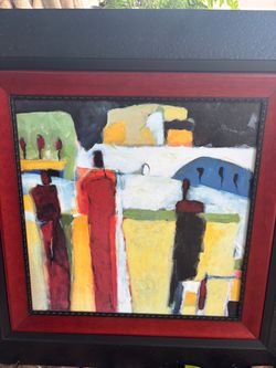 Framed Abstract Figurative Oil Painting